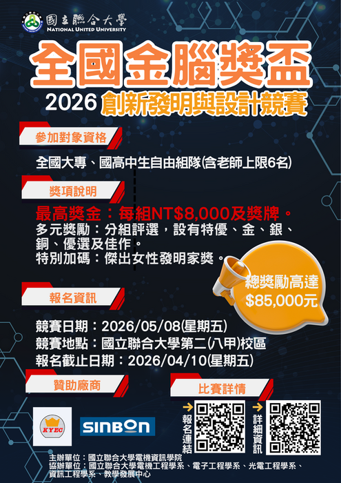 2026全國金腦獎盃創新發明與設計競賽海報圖片